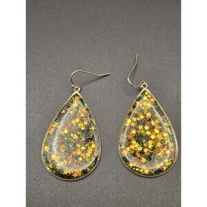 Resin teardrop dangle earrings-Stars